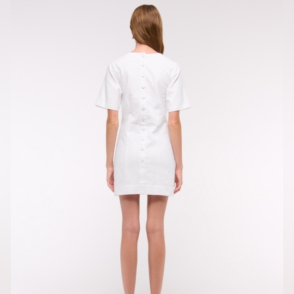 Abercrombie & Fitch White Short Sleeve Linen blend button Mini Dress Size MP